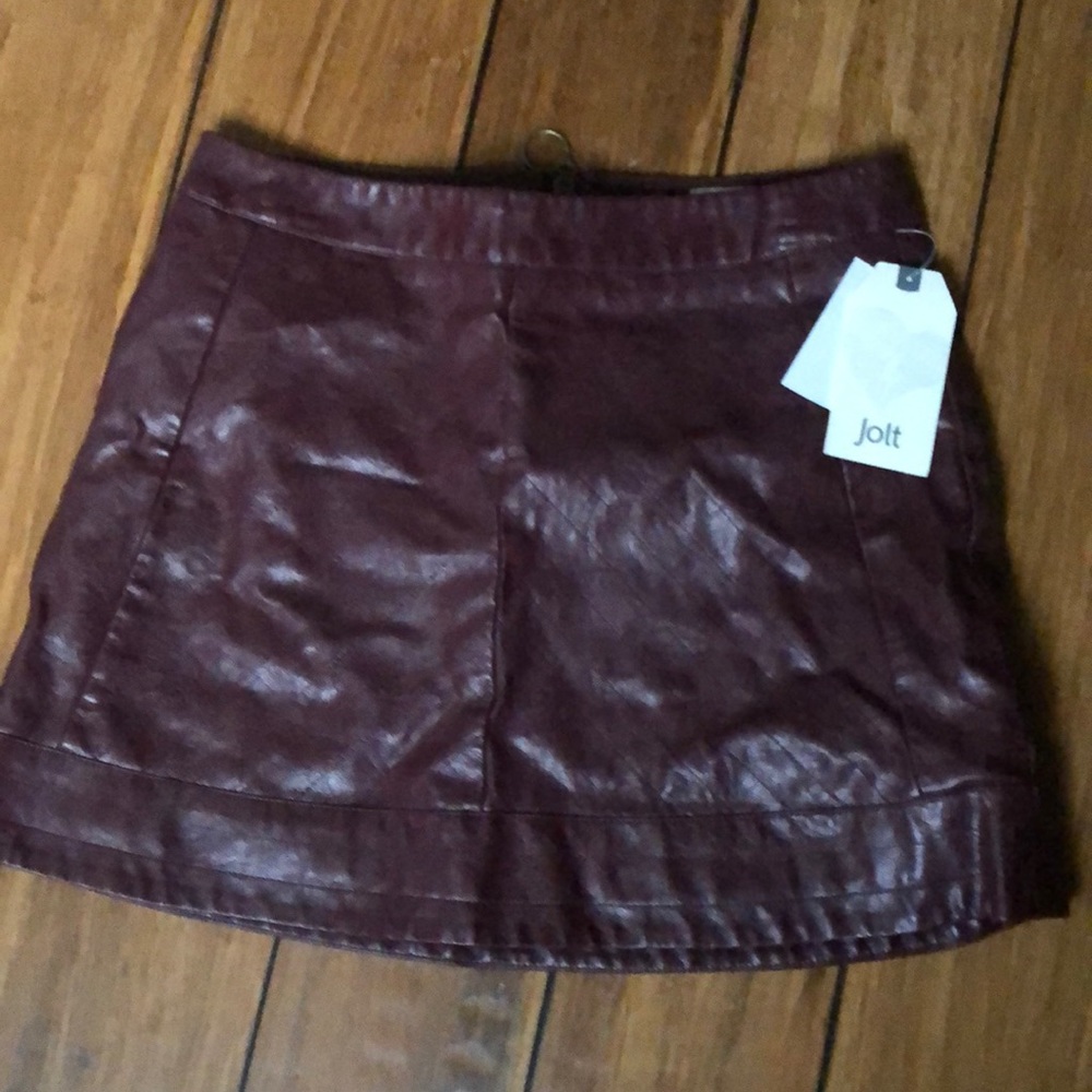 Burgundy leather skirt